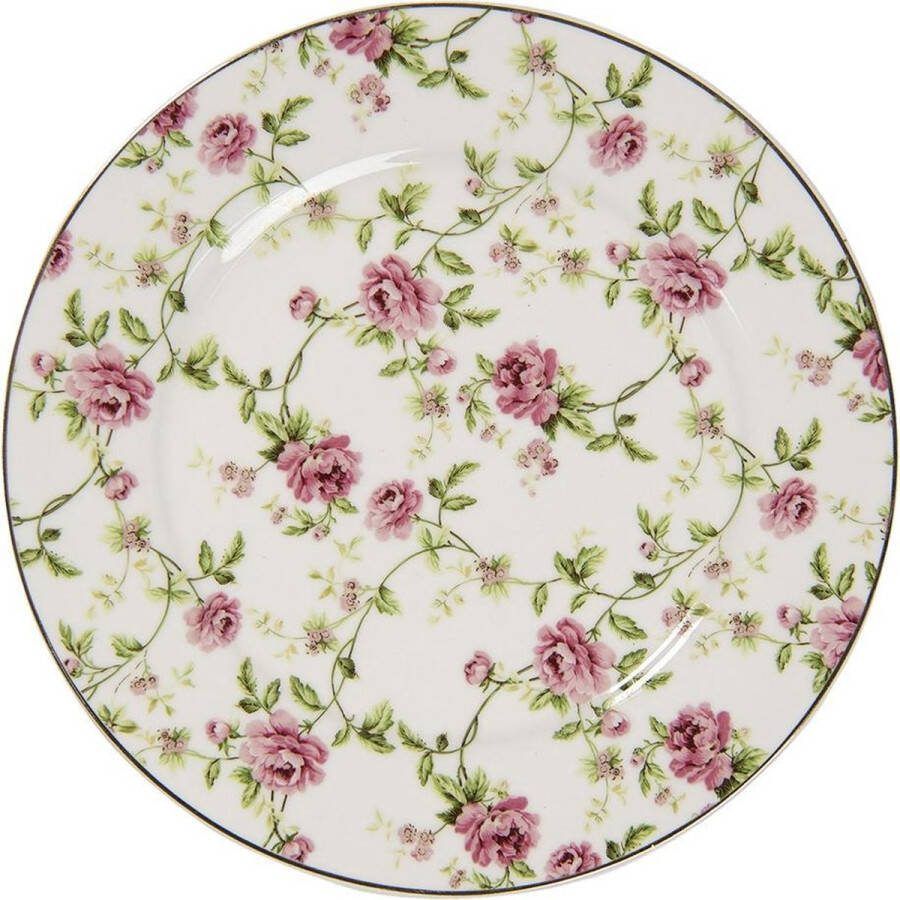 Clayre & Eef Servies Ontbijtbord Ø 21*2 cm Meerkleurig Porselein