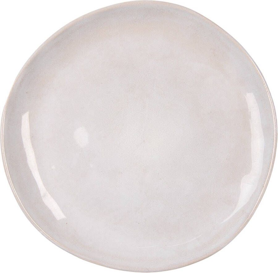Clayre & Eef Ontbijtbord Ø 22 cm Beige Keramiek Rond Bord Beige Bord