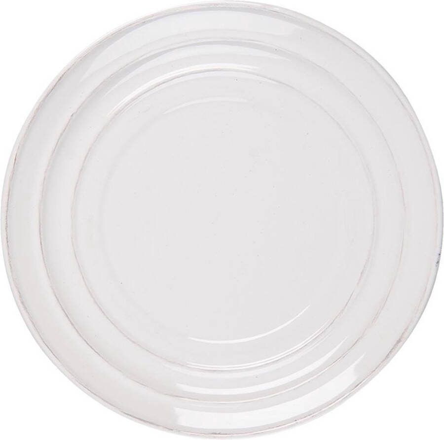 Clayre & Eef Ontbijtbord Ø 22 cm Wit Keramiek Rond Bord