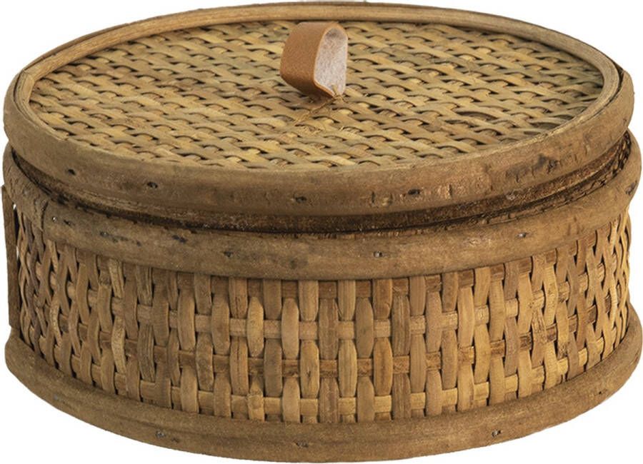 Clayre & Eef Opbergdoos Ø 15x7 cm Bruin Rotan Rond Opbergbox