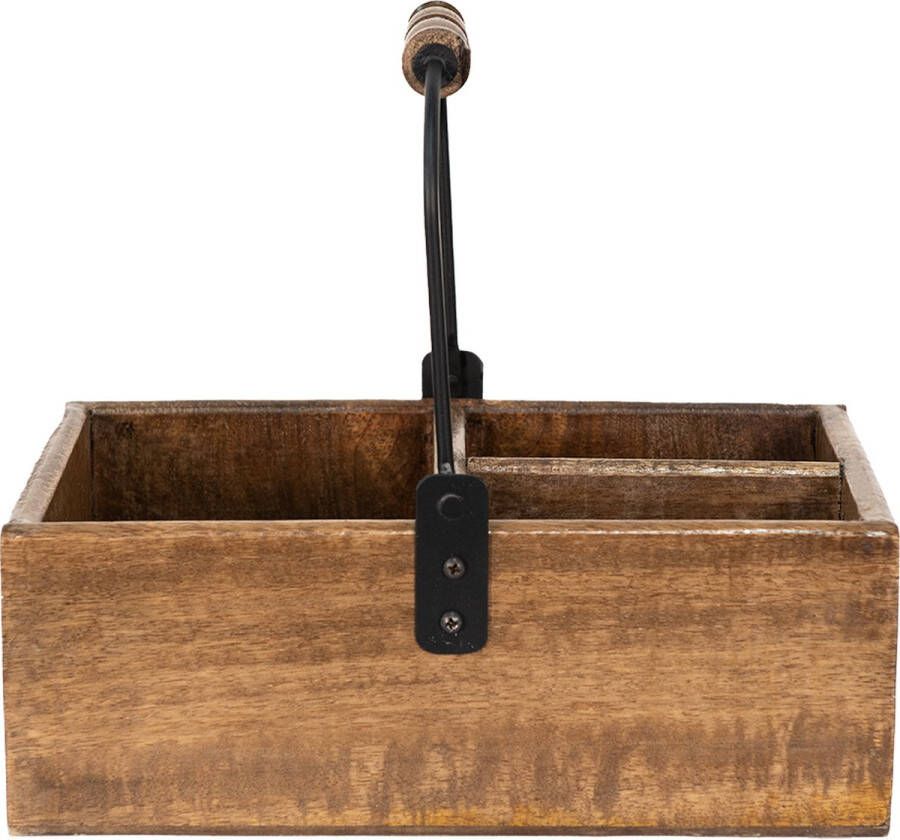 Clayre & Eef Opbergdoos 27x18x12 25 cm Bruin Hout Metaal Opbergbox Bruin Opbergbox