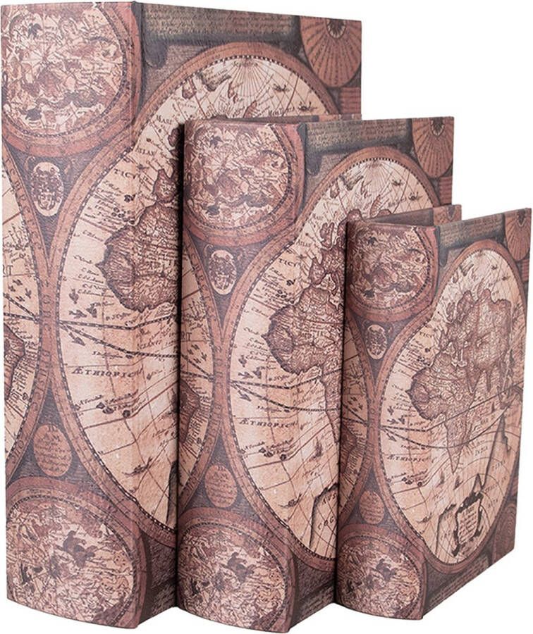 Clayre & Eef Opbergdoos Set van 3 Boeken 27 22 17 cm Bruin Hout