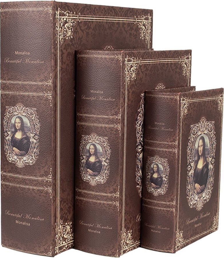 Clayre & Eef Opbergdoos Set van 3 Boeken 27 22 17 cm Bruin Hout