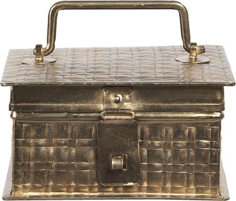 Clayre & Eef Opbergdoosje 14x14x8 cm Koperkleurig Ijzer Vierkant Opbergkist Koperkleurig Opbergkist