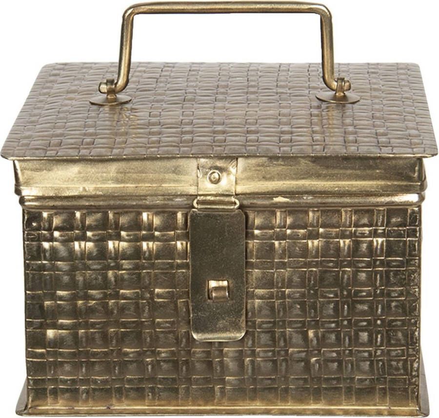 Clayre & Eef Opbergdoosje 19x19x13 cm Koperkleurig Ijzer Vierkant Opbergkist