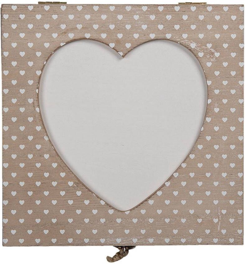 Clayre & Eef Opbergdoosje 20x20x7 cm Bruin Hout Hart Opbergkist