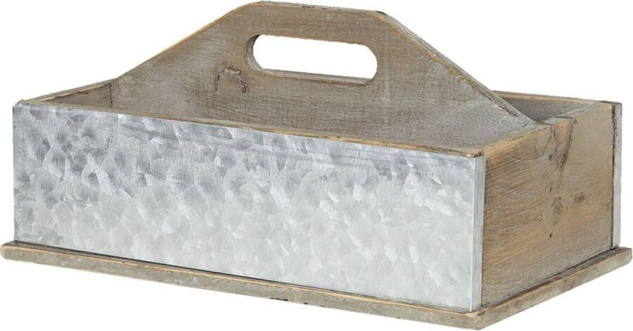 Clayre & Eef Opbergkist 28x13x18 cm Bruin Grijs Hout Rechthoek Speelgoedkist Dekenkist