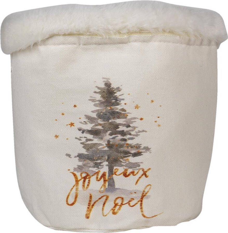 Clayre & Eef Opbergmand Ø 15x15 cm Wit Bruin Synthetisch Rond Kerstboom Mand