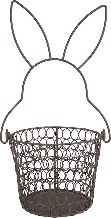 Clayre & Eef Opbergmand Ø 15x34 cm Bruin Ijzer Rond Konijn Mand