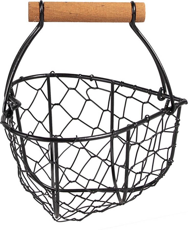 Clayre & Eef Opbergmand 17x17x19 cm Zwart Ijzer Hartvormig Keuken Mandjes