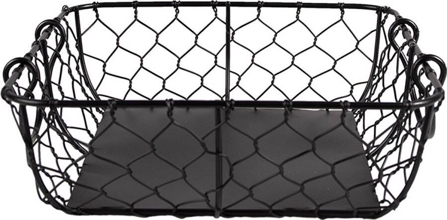 Clayre & Eef Opbergmand 23x23x7 cm Zwart Ijzer Rechthoek Keuken Mandjes