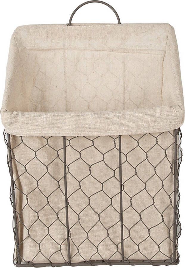 Clayre & Eef Opbergmand 23x9x37 cm Bruin Beige Ijzer Textiel Mand Bruin Mand