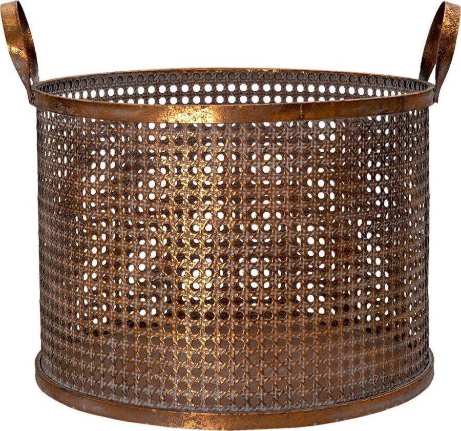Clayre & Eef Opbergmand 34x37x42 cm Koperkleurig Ijzer Rond Mand Koperkleurig Mand
