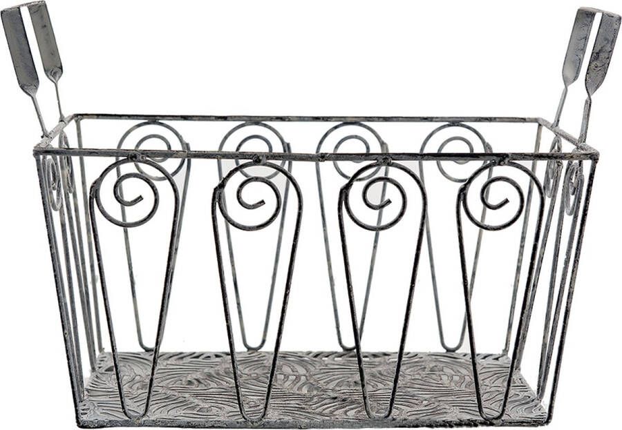 Clayre & Eef Opbergmand 37x20x25 cm Grijs Ijzer Bladeren Mand