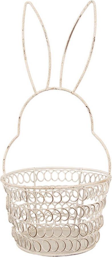 Clayre & Eef Opbergmand Konijn Ø 12x27 cm Wit IJzer Rond Mand