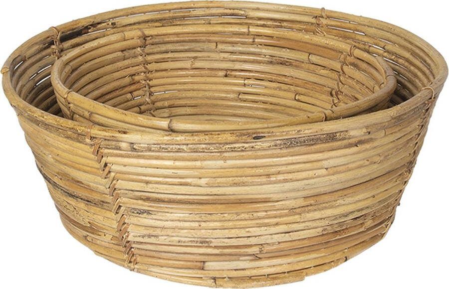 Clayre & Eef Opbergmand Set van 2 Ø 47x19 cm Beige Rotan Rechthoek Mand