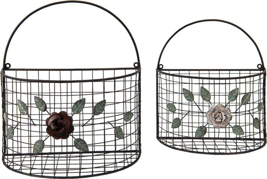 Clayre & Eef Grijze Decoratie manden (2) 32*18*34 29*14*32 cm 6Y4684