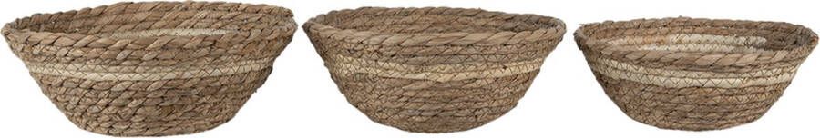 Clayre & Eef Opbergmand Set van 3 Ø 25x10 cm Bruin Zeegras Rond Mand Bruin Mand