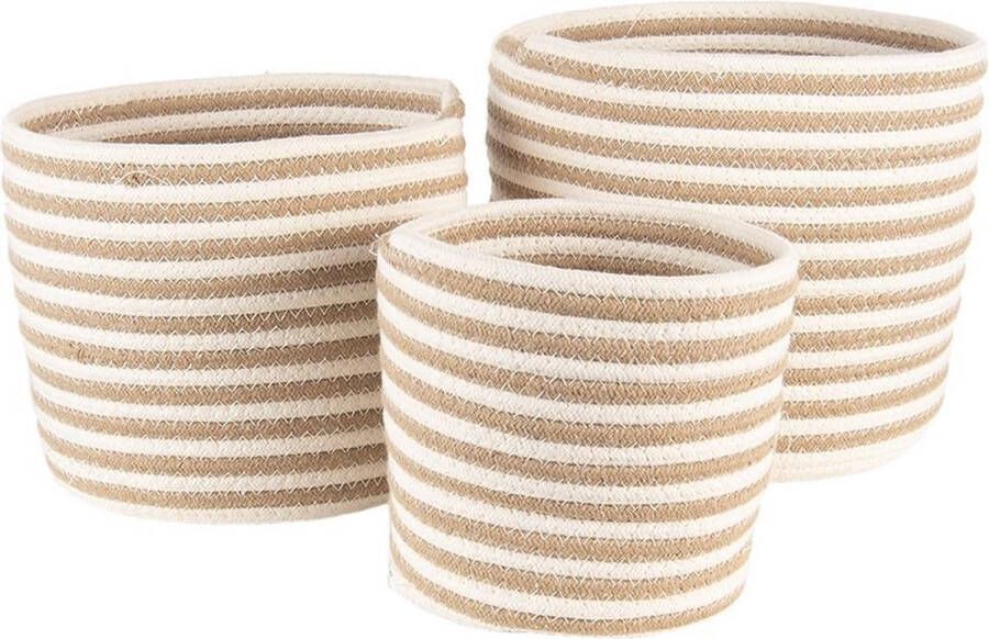 Clayre & Eef Opbergmand Set van 3 Ø 26 Ø 26 Ø 19 cm Beige Bruin Zeegras Rond Mand Beige Mand