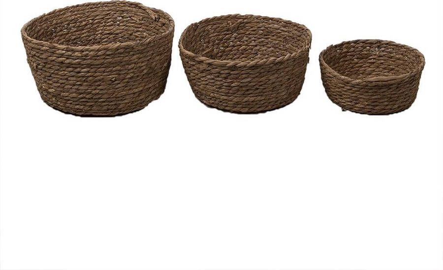 Clayre & Eef Opbergmand Set van 3 Ø 30 Ø 26 Ø 22cm Bruin Zeegras Mand Bruin Mand