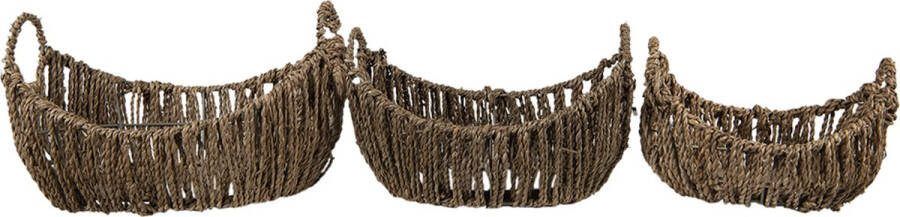 Clayre & Eef Opbergmand Set van 3 Ø 30x22x18 cm Bruin Rotan Ovaal Mand
