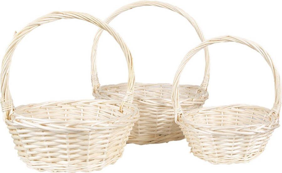 Clayre & Eef Opbergmand Set van 3 Ø 33 Ø 27 Ø 22 cm Beige Rotan