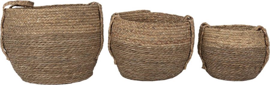 Clayre & Eef Opbergmanden Set van 3 Ø 38x31 cm Bruin Zeegras Rond Mand