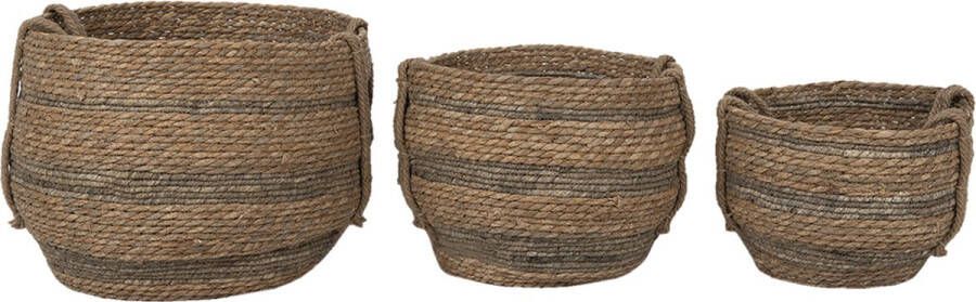 Clayre & Eef Opbergmanden Set van 3 Ø 38x32 cm Bruin Zeegras Rond Mand