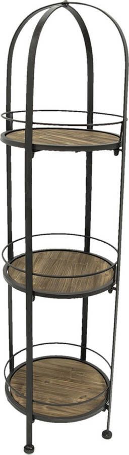 Clayre & Eef Rek 33x33x122 cm Bruin Hout Ijzer Rechthoek Plantenrek Display Rek Bruin Plantenrek Display Rek