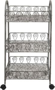 Clayre & Eef Opbergrek 37x26x80 Cm Grijs Ijzer Tuinrek Met Wielen Keukenrek Rek Grijs Tuinrek Met Wielen Keukenrek