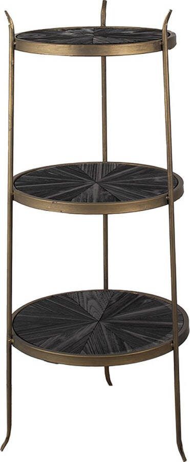 Clayre & Eef Opbergrek 37x39x85 cm Koperkleurig Ijzer Hout Rond Plantenrek Koperkleurig Plantenrek