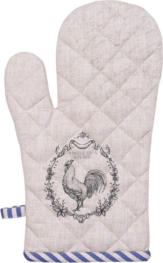 Clayre & Eef Ovenwant 18x30 cm Beige Katoen Haan Ovenhandschoen Beige Ovenhandschoen