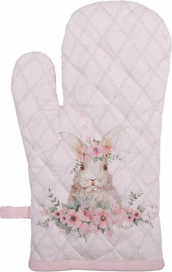 Clayre & Eef Ovenwant 18x30 cm Roze Katoen Konijn Roze
