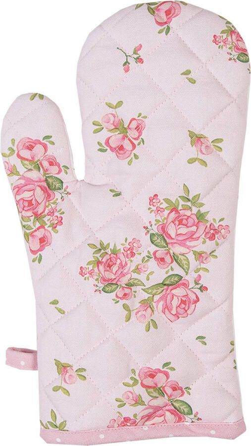 Clayre & Eef Ovenwant 18x30 cm Roze Katoen Rozen Ovenhandschoen Roze Ovenhandschoen