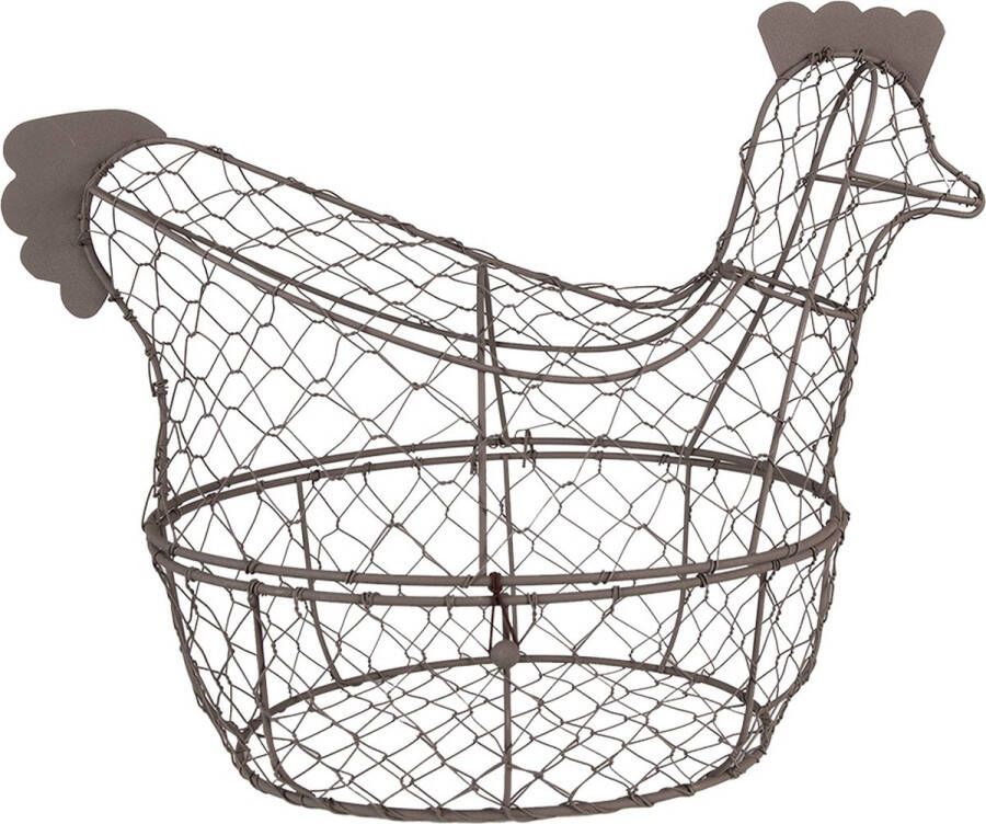 Clayre & Eef Paas Mandje Kip 38x21x30 cm Bruin Ijzer Mand Bruin Mand