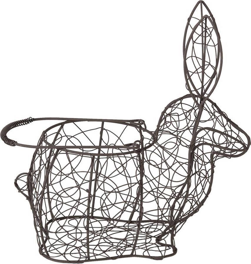 Clayre & Eef Paas Mandje Konijn 26x13x28 cm Zwart Ijzer Mand Zwart Mand
