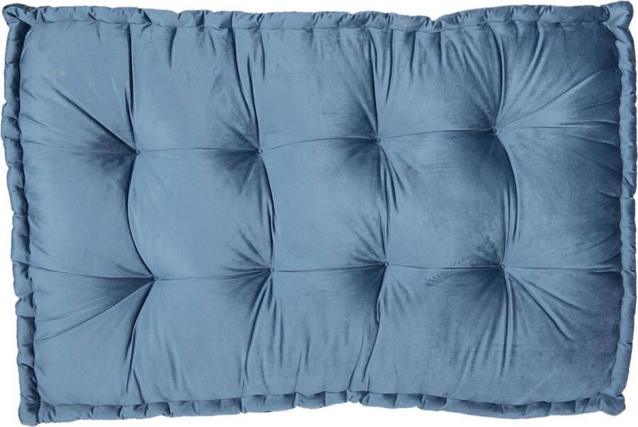 Clayre & Eef Palletkussen Foam 80*120*12 cm Blauw Polyester Rechthoek Loungekussens Matraskussen Tuinkussens LoungekussensMatraskussenTuinkussens