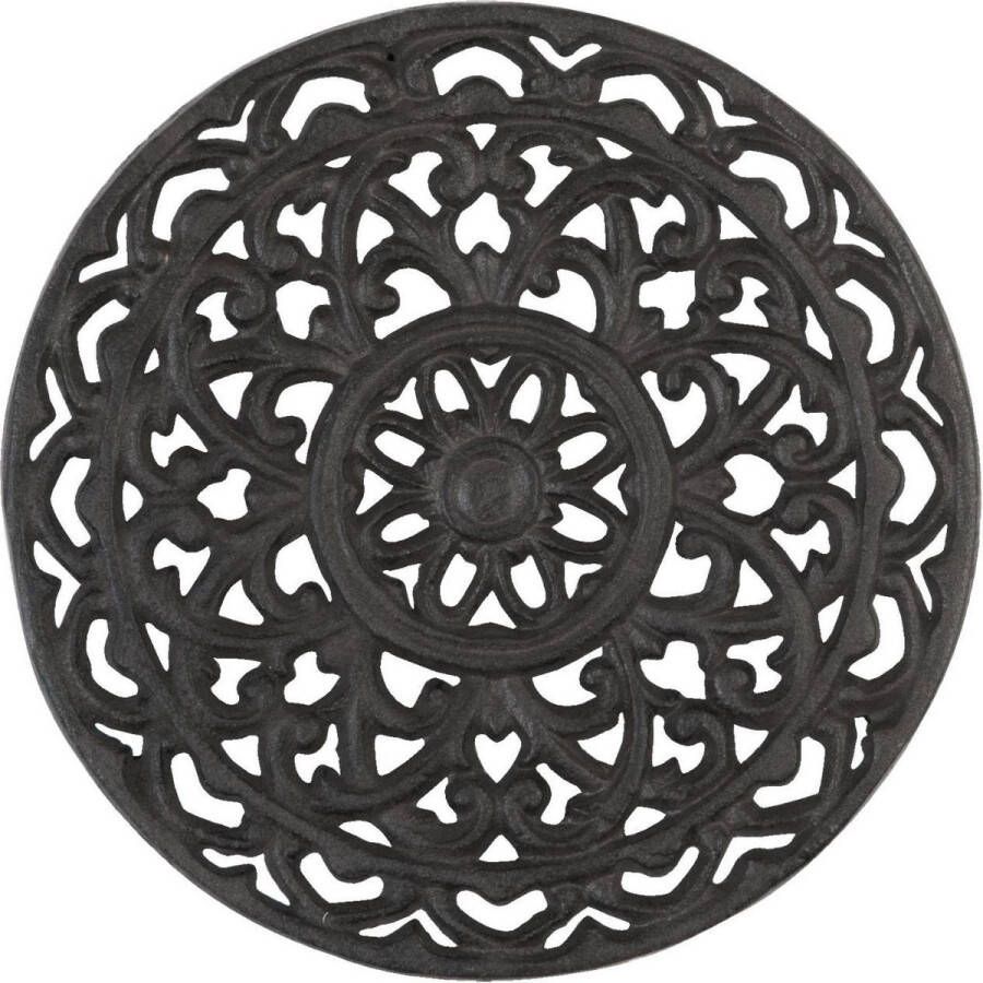 Clayre & Eef Pannenonderzetter Ø 20 cm Chocola Ijzer Rond Patroon 6Y0837