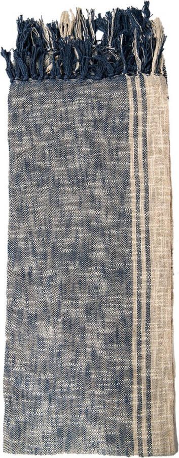 Clayre & Eef Plaid 125x150 cm Blauw Bruin Katoen Rechthoek Deken Blauw Deken