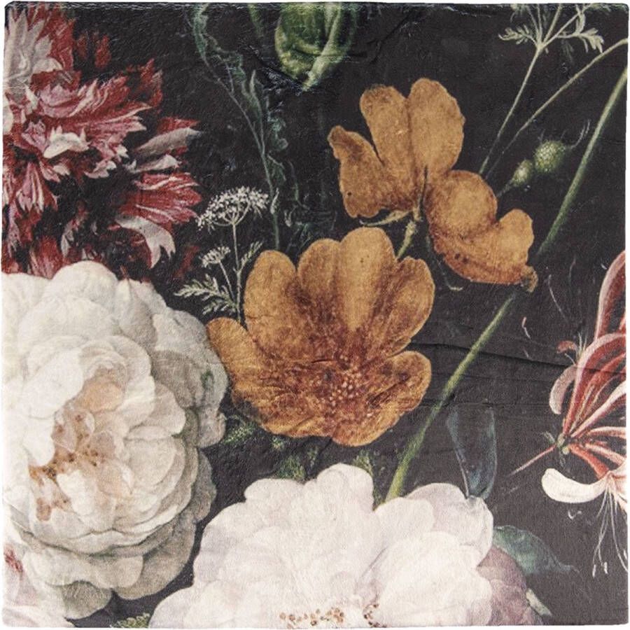 Clayre & Eef Plaid 130*170 cm Meerkleurig Polyester Bloemen Rechthoek Deken Kleed Dekentje DekenKleedDekentje