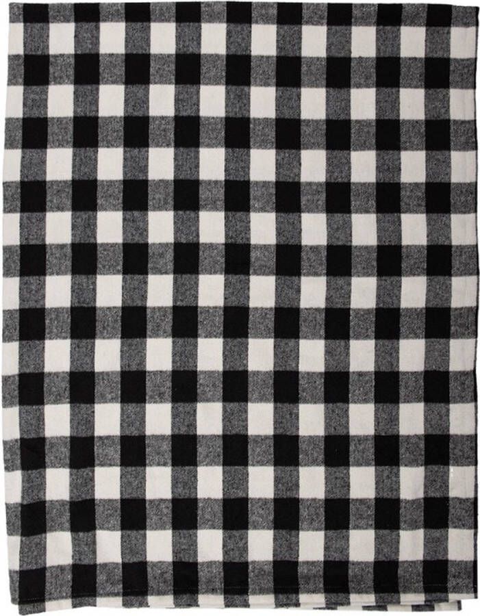 Clayre & Eef Plaid 130x170 cm Zwart Wit Polyester Deken