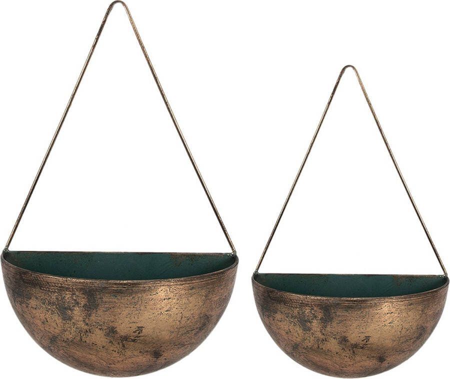 Clayre & Eef Plantenhanger 24x12x37 cm Koperkleurig Ijzer Hangpot