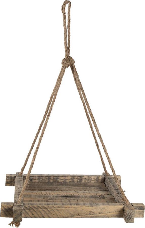 Clayre & Eef Plantenhanger Binnen 36*36 Cm Bruin Hout Hangpot Bruin Hangpot