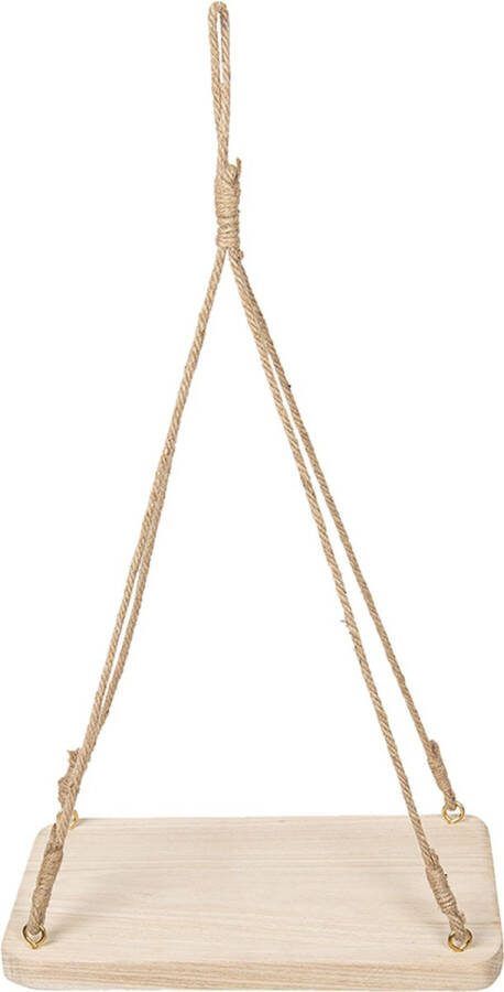 Clayre & Eef Plantenhanger 40x25x3 63 cm Beige Hout Vierkant Hangpot