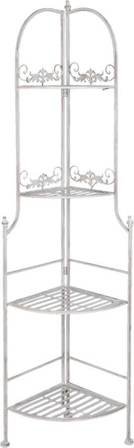 Clayre & Eef Plantenrek 50x35x159 cm Wit Ijzer Tuinrek Keukenrek Rek