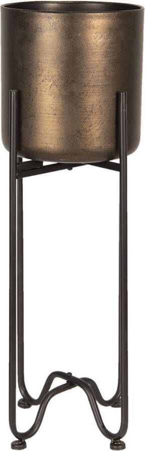 Clayre & Eef Plantenstandaard Ø 20x60 cm Bruin Ijzer Rond Bloempot