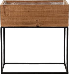 Clayre & Eef Plantenstandaard Binnen 55*21*60 cm Bruin Hout metaal Rechthoek Plant Pot Planthouder Plant PotPlanthouder