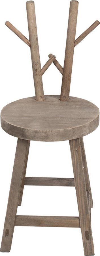 Clayre & Eef Plantentafel 30x30x70 cm Bruin Hout Gewei Kruk