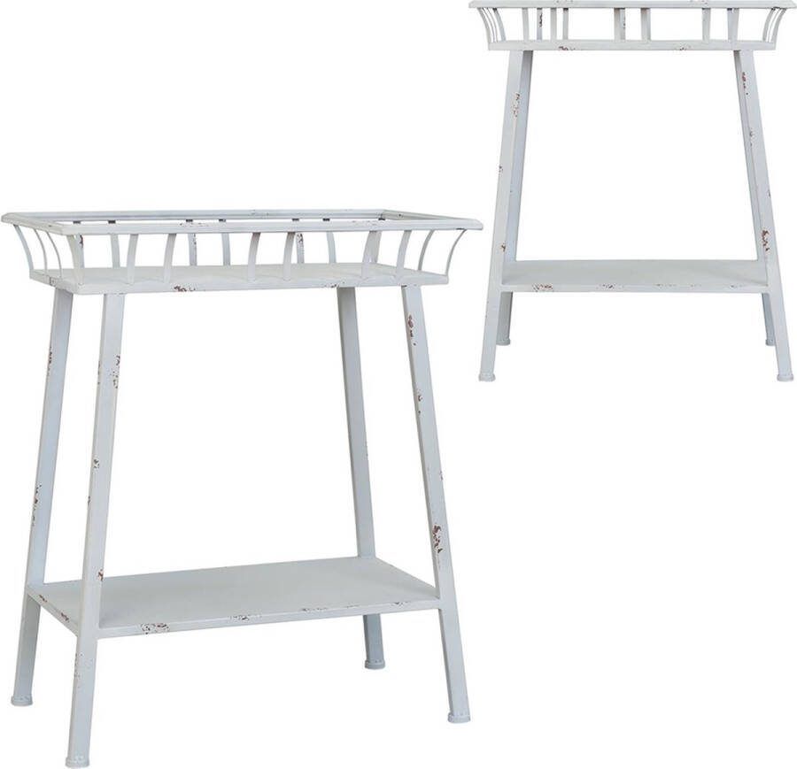 Clayre & Eef Plantentafel 59x31x73 cm Grijs Ijzer Rechthoek Sidetable
