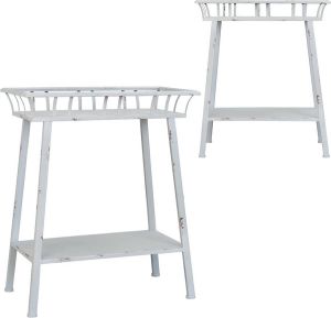 Clayre & Eef Plantentafel 59x31x73 cm Grijs Ijzer Rechthoek Sidetable Bijzet Tafel Decoratie Rek